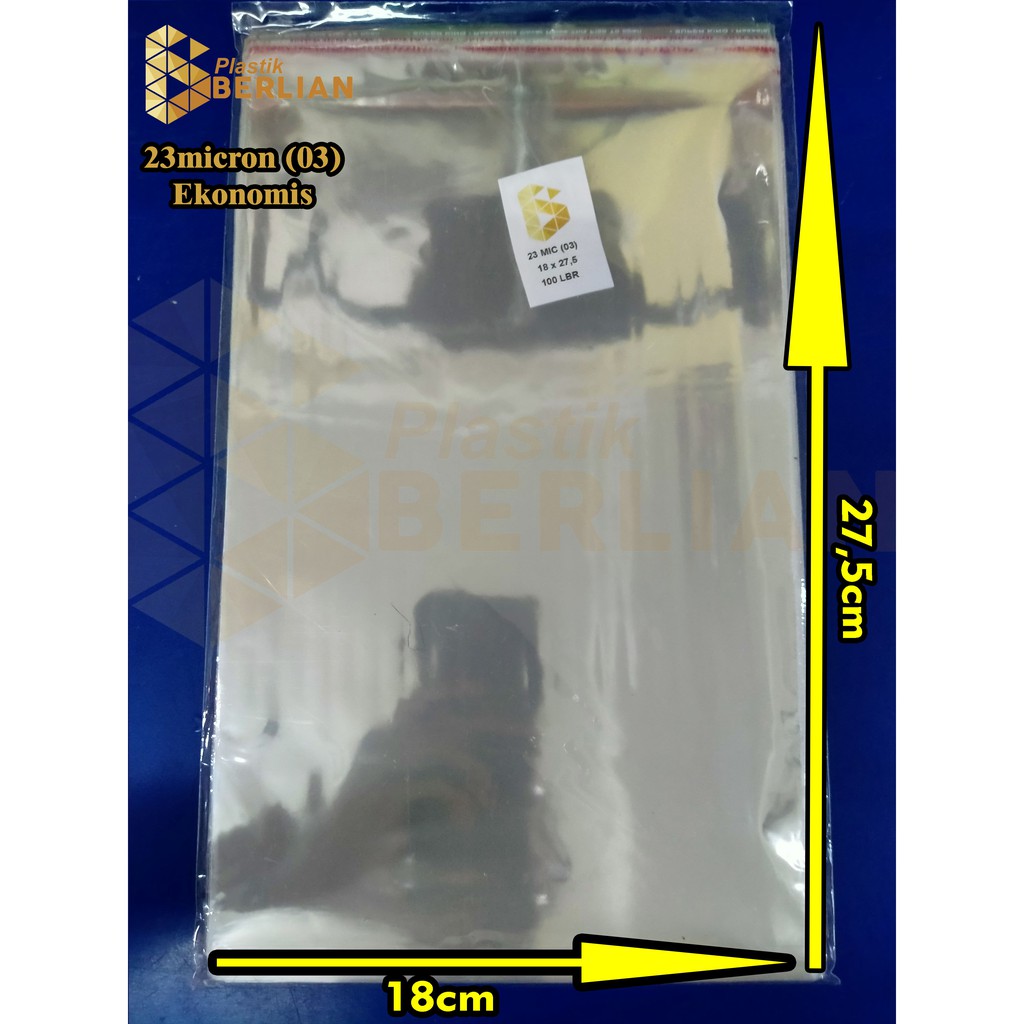 

18 x 27,5 cm Plastik OPP EKONOMIS 23micron (100 lbr) (lem/seal)