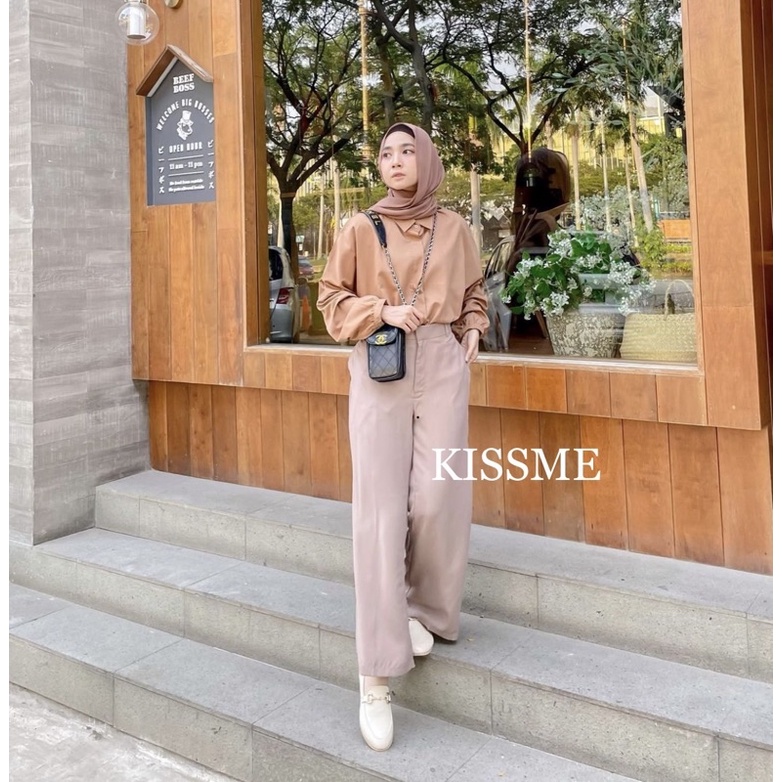 CELANA WANITA HIGHWAIST KULOT LINEN KEKINIAN