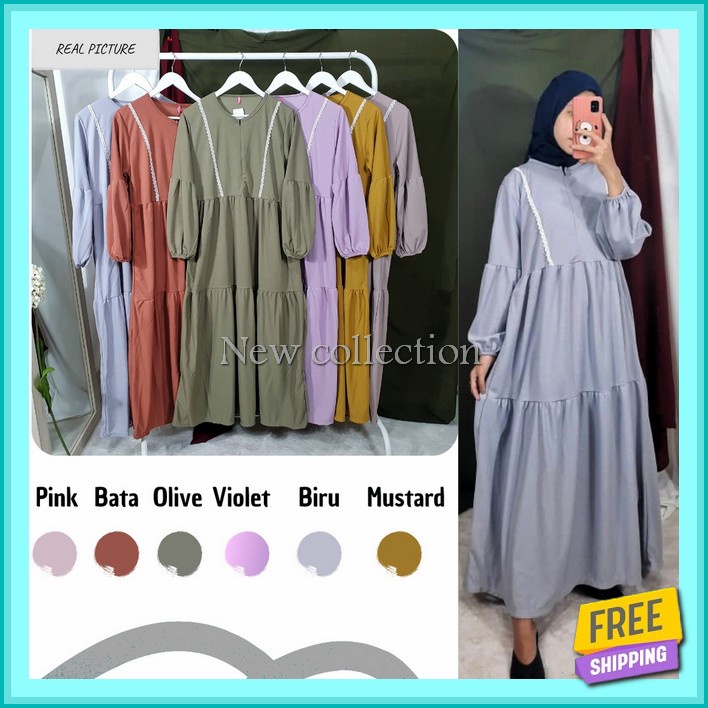Maxy Dress Wanita Baju Gamis Muslimah Remaja Wanita Impor Casual Murah Lebaran Elegan Baju Muslimah 