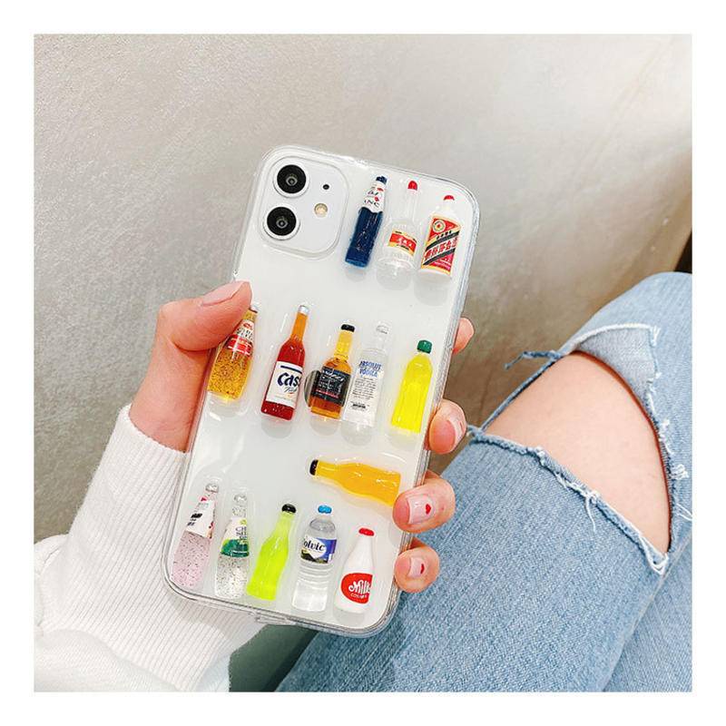 Soft case Desain Botol wine Tiga Dimensi Untuk iPhone 13 12 11 Pro MAX Mini X XS MAX XR SE 2022 2020 7 8 Plus