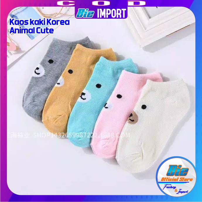 Kaos Kaki Korea Wanita Motif Bear Polos Impor Best Seller