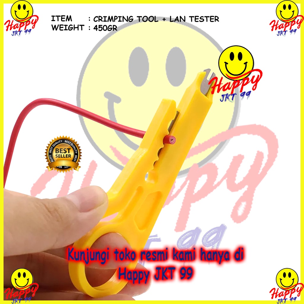 LAN TESTER + CRIMPING TOOL ALAT PENGUJI KABEL LAN RJ45 RJ11 ORIGINAL