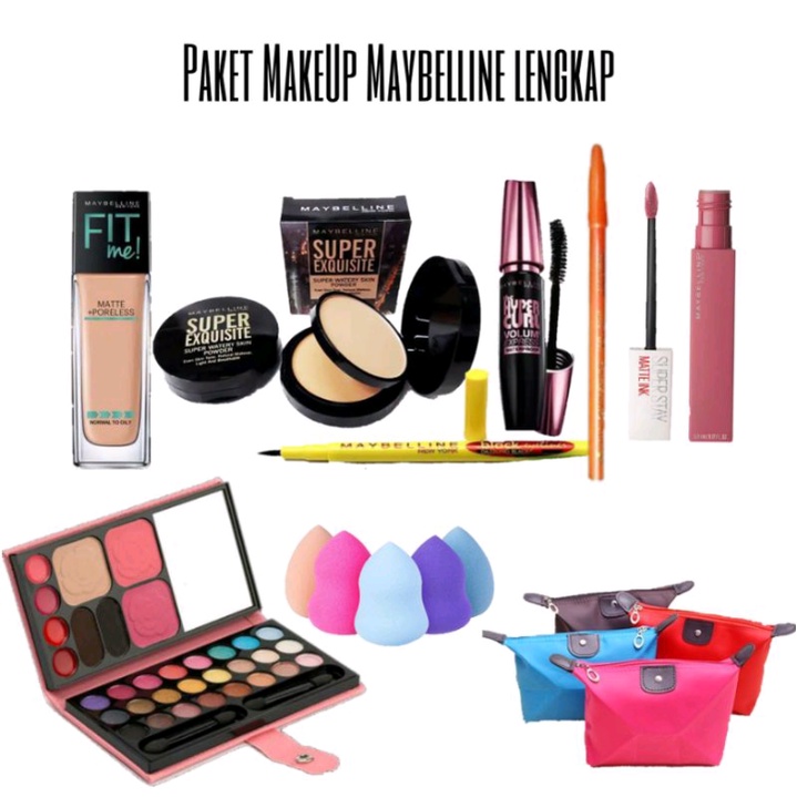 Paket makeup lengkap set Maybelline terlaris-paket maybelline murah