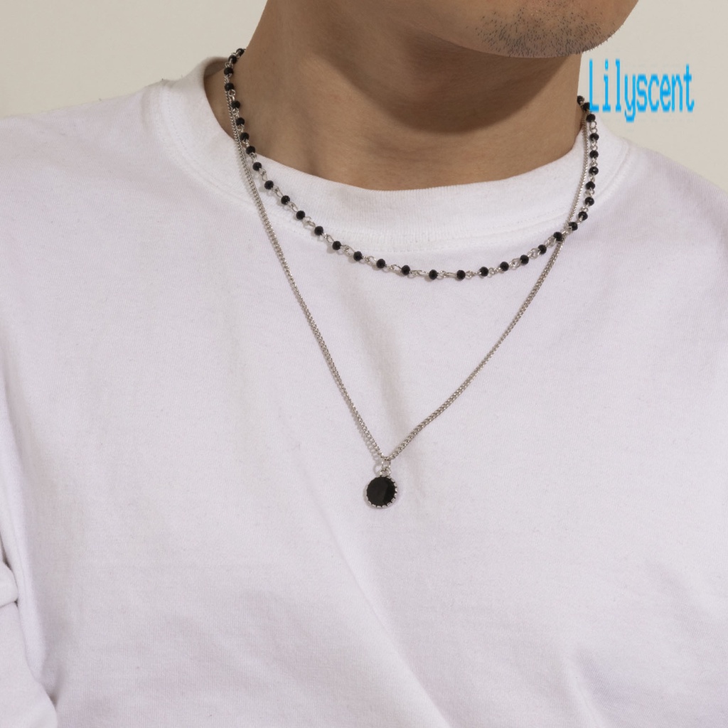 Kalung Manik-Manik Model Double Layered Untuk Pria