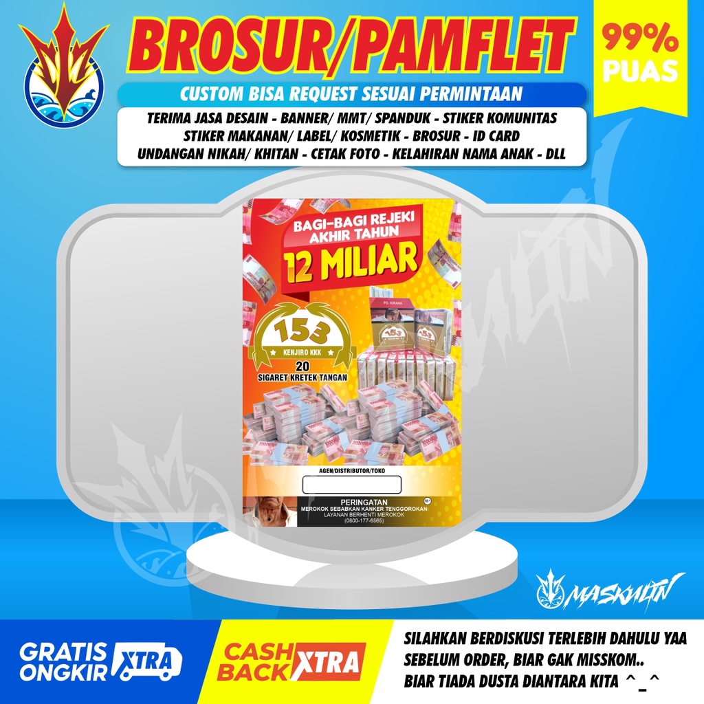 

Cetak Brosur Bagi-Bagi Rejeki Hadiah Akhir Tahun Giveaway Free Design Full Color A5 A6