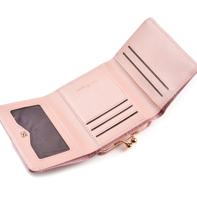 DOMPET WANITA LIPAT 3 MINI KULIT PINK IMPORT KECIL KARTU AEGUSA WA581P3 PREMIUM BATAM UANG KOIN SIMPLE PENDEK REMAJA KEKINIAN CEWEK MURAH BRANDED