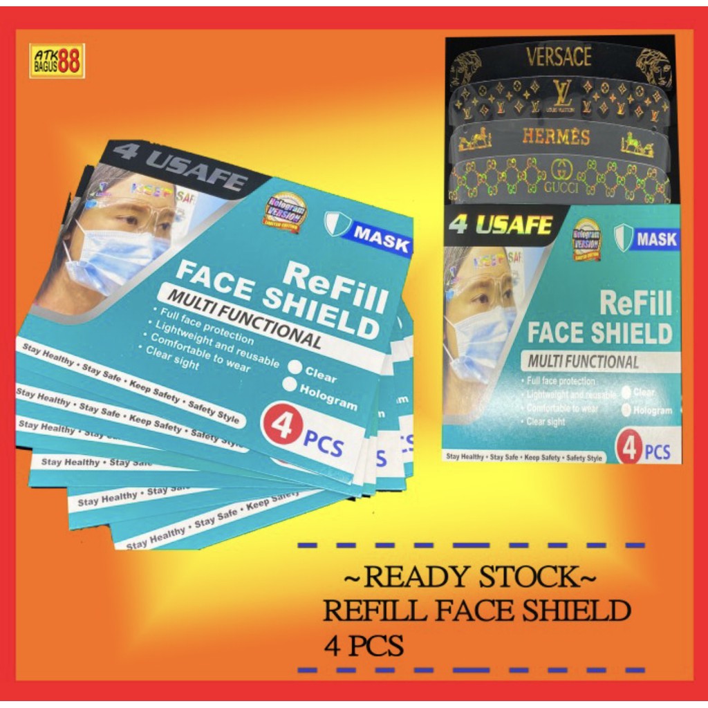 REFILL MIKA FACE SHIELD KACAMATA PREMIUM HOLLOGRAM U SAFE harga /1 pcs