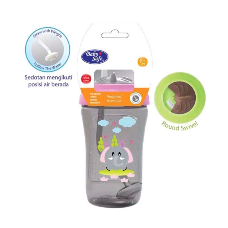 Babysafe weighted straw cup 300ml FS405 / Botol minum 300ml