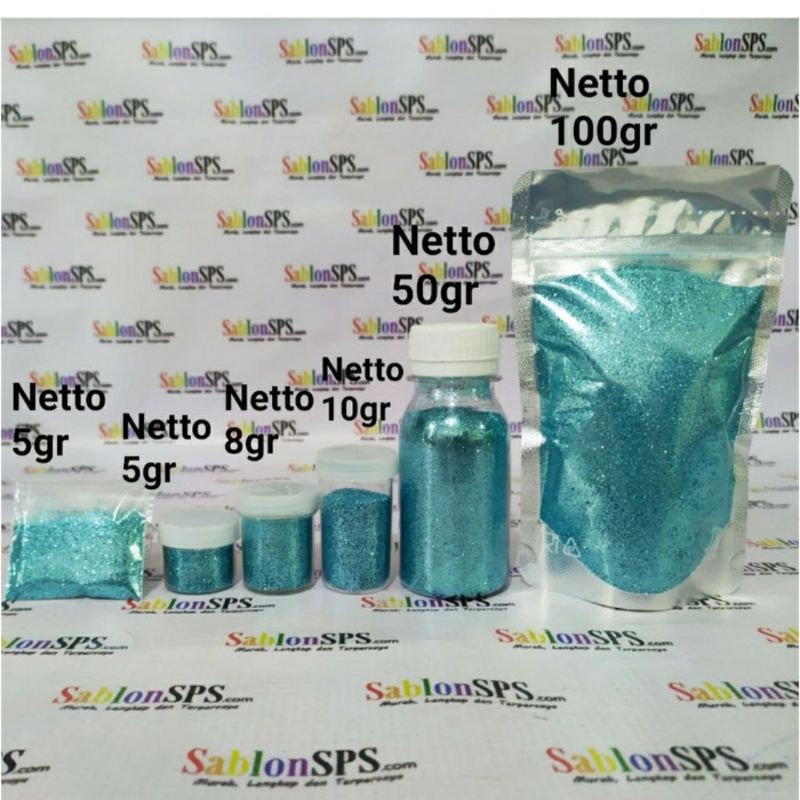 BUBUK GLITER BLUE TOSCA GLITTER POWDER 5gr ZIP LOCK 5 BUNGKUS