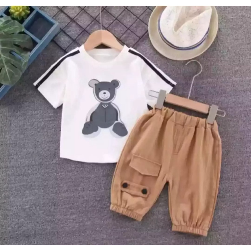 SETELAN BAJU ANAK LAKI LAKI DAN PEREMPUAN SETELAN ANK PANDA BARU UNTUK 1-5 TAHUN