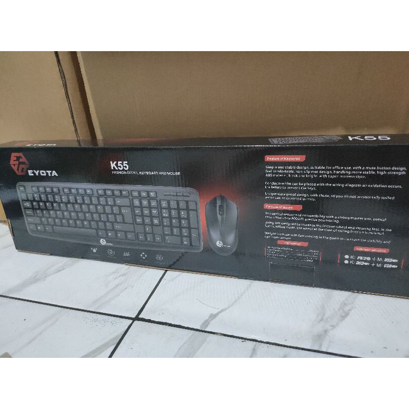 Paket Keyboard Bundle Mouse Full Size Eyota K55