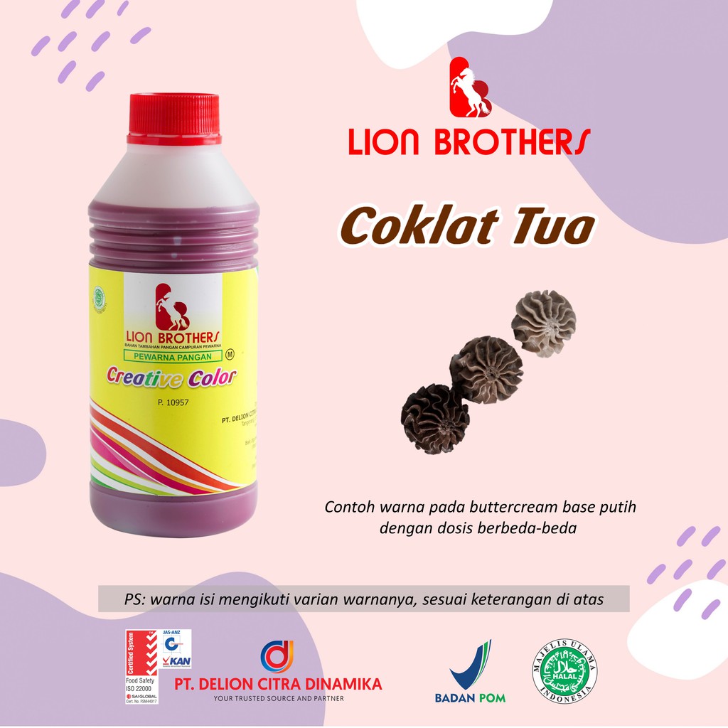 

Pewarna makanan minuman Coklat Dark / Coklat Tua Lion Brothers 750 CC