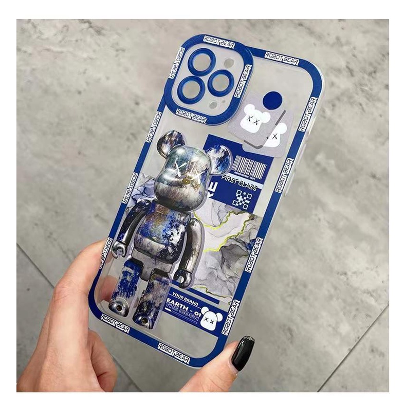 Soft Case TPU Transparan Motif Power Bear Untuk Iphone 13 Pro Max / 12 / 11 / XS / XR / X / 8 / 7 / 6 Plus Mini SE 2020