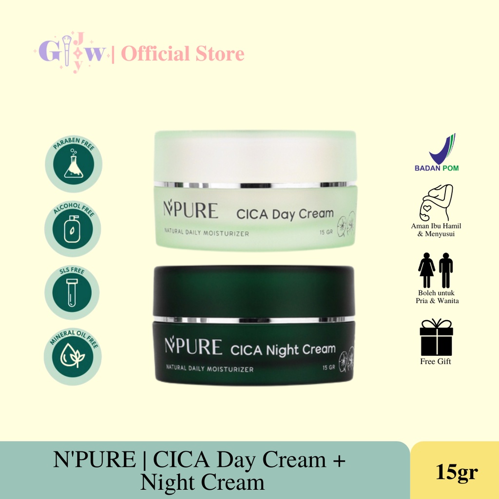 B09-B10 N'PURE CICA day cream / night cream perawatan wajah krim malam pagi npure murah bpom termurah original asli toner serum essence wajah face pelembab mencerahkan bruntusan beruntusan jerawat anti acne aging kerutan