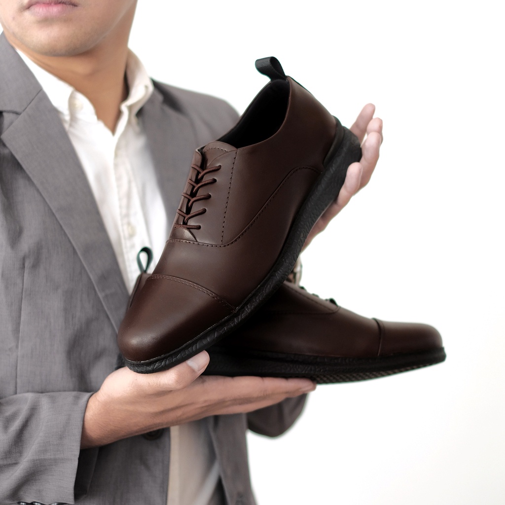 Oxford 3.0 Brown | Sepatu Pantofel Kulit Asli Hitam Formal Kerja Pantopel Pria Ori | FORIND x Kenzio