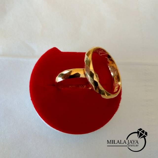 [Couple] Cincin emas asli kadar 999 ± 99% 24k belah rotan kristal