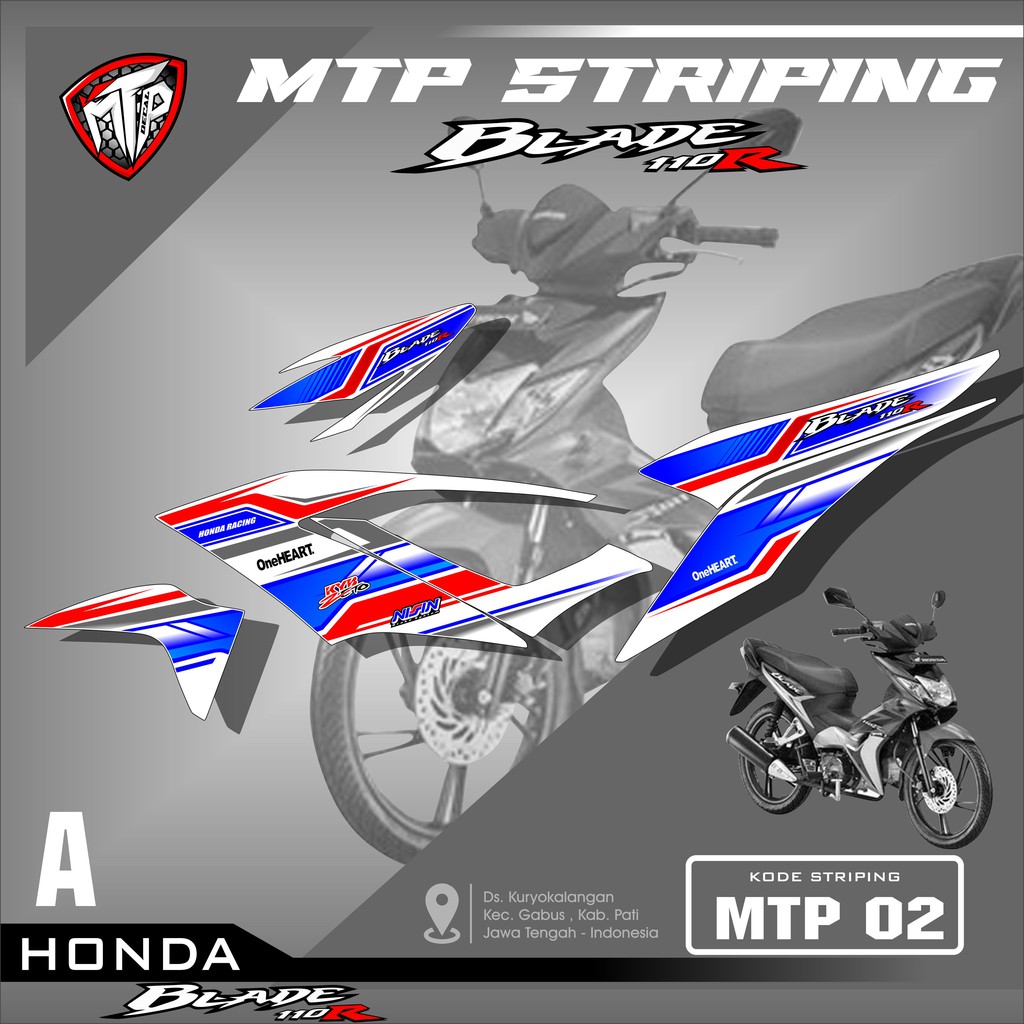 (PROMO) Sticker Striping Blade 110 Karbu-Stiker Variasi Motor Honda Blade Motif Racing Mtp02 Terbaru