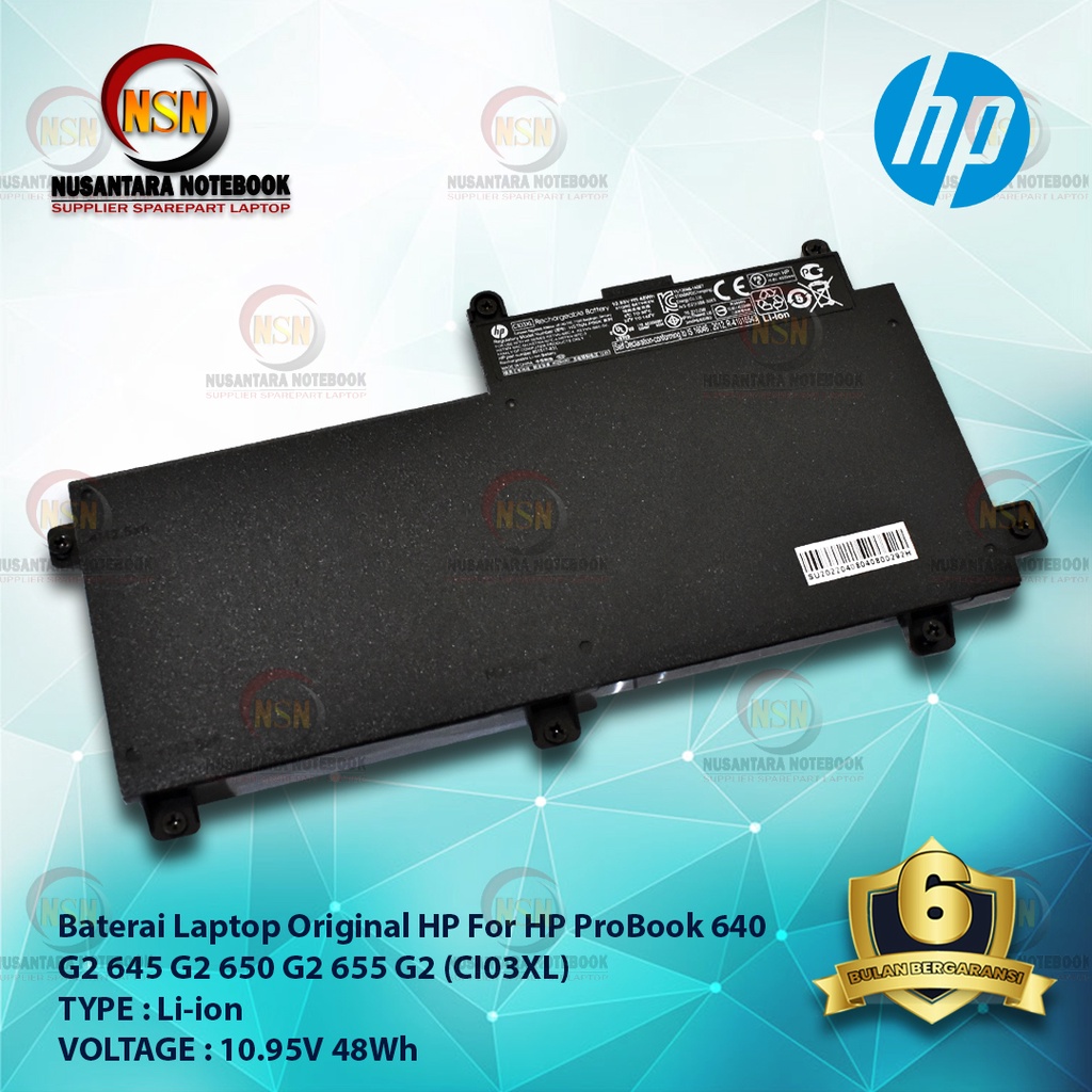 Baterai Laptop Original HP For HP ProBook 640 G2 645 G2 650 G2 655 G2 (CI03XL) 10.95V 48Wh