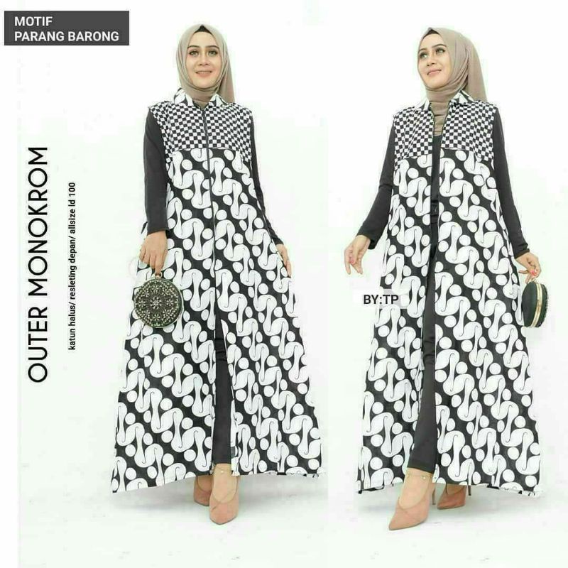 Outer batik / outer monocrom / cardingan / longcardiputih