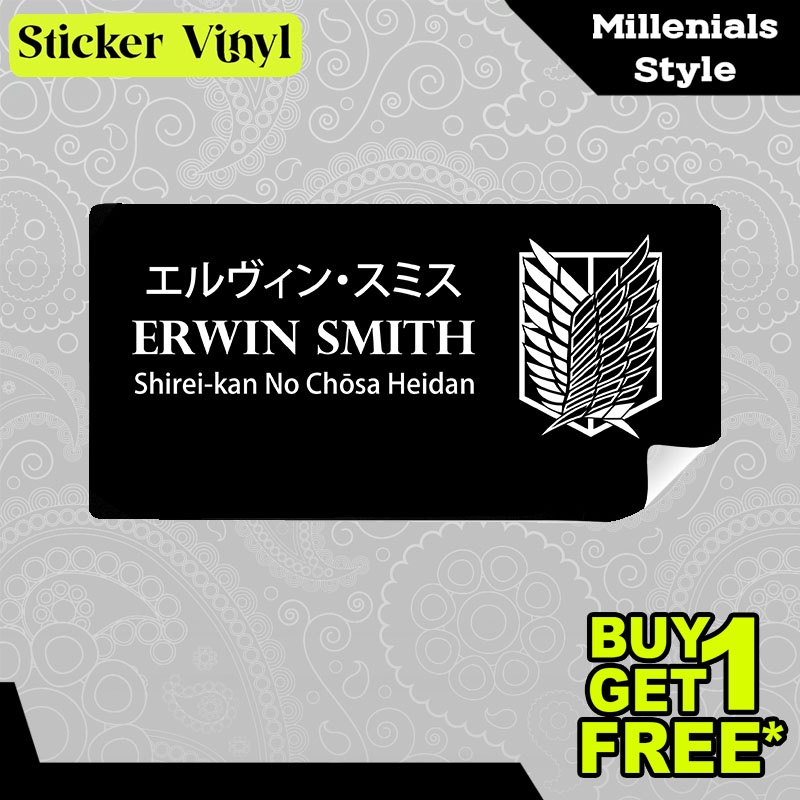 

Stiker Sticker Erwin Smith The Commander Logo Attack on Titan Aesthetic Bahan Vinyl Satuan Anti Air