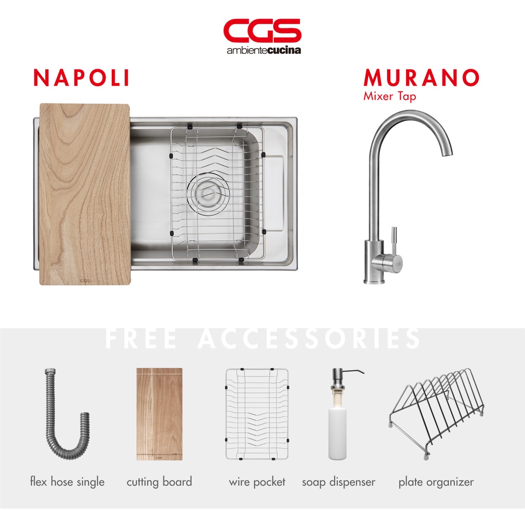Promo Paket : CGS kitchen sink Napoli + Kran sink CGS Murano