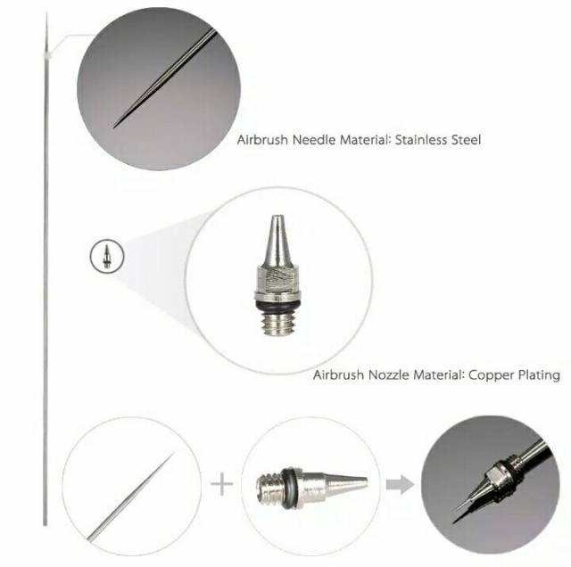 Nozzle dan jarum penbrush airbrush