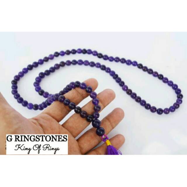 Tasbih batu kecubung wulung ungu 99 butir