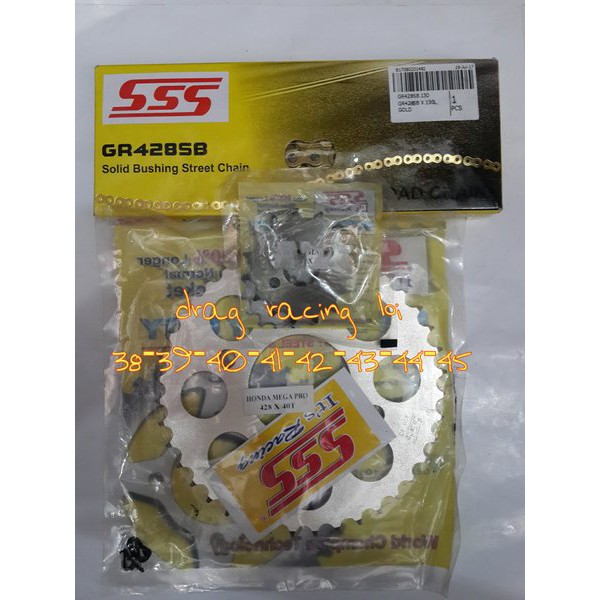 GEAR SET SSS 428 1 SET MOTOR CB 150 R. CBR 150. MEGA PRO. TIGER . TIGER REVO. VERZA. SONIC. UKURAN