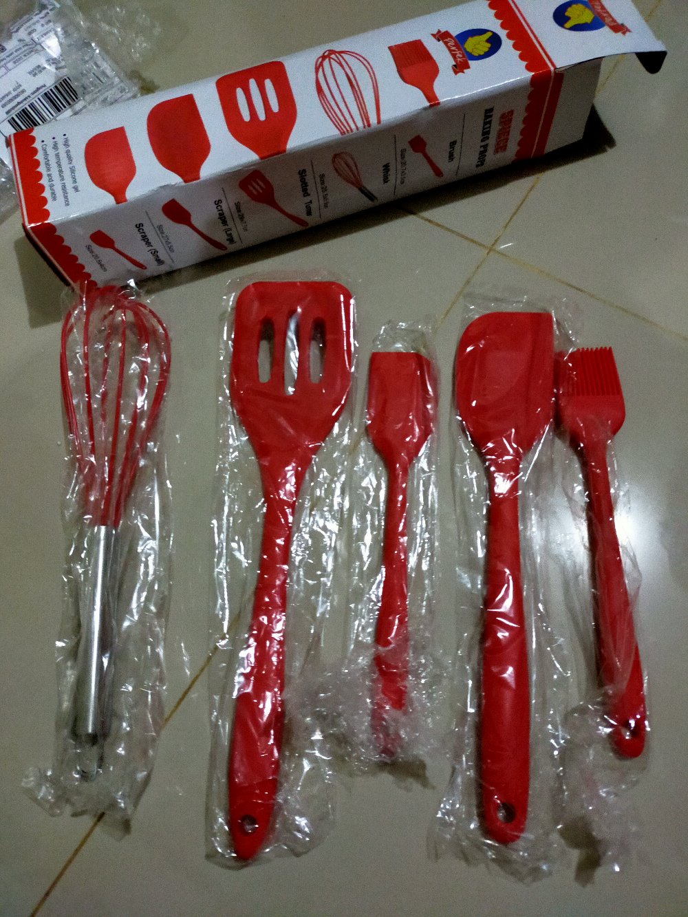 Spatula Silicone Set Alat Masak Kue Baking Silikon Food Grade Utensil 5 Pcs