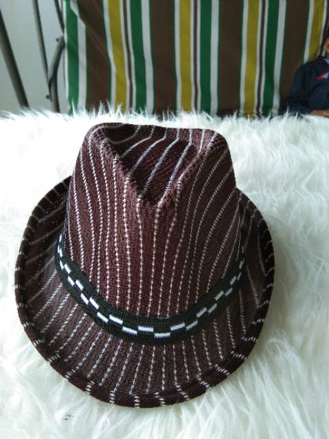 Topi fedora anak strip