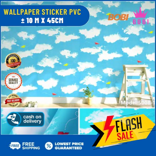 Wallpaper Dinding Motif Awan Langit 5008-1 - Wallpaper Sticker PVC ± 10 meter x 45 cm