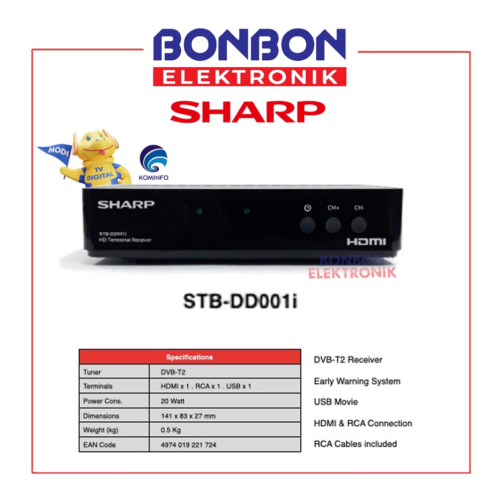 Sharp Set Top Box STB-DD001i Digital TV Receiver STB DVB-T2 ST DD001i