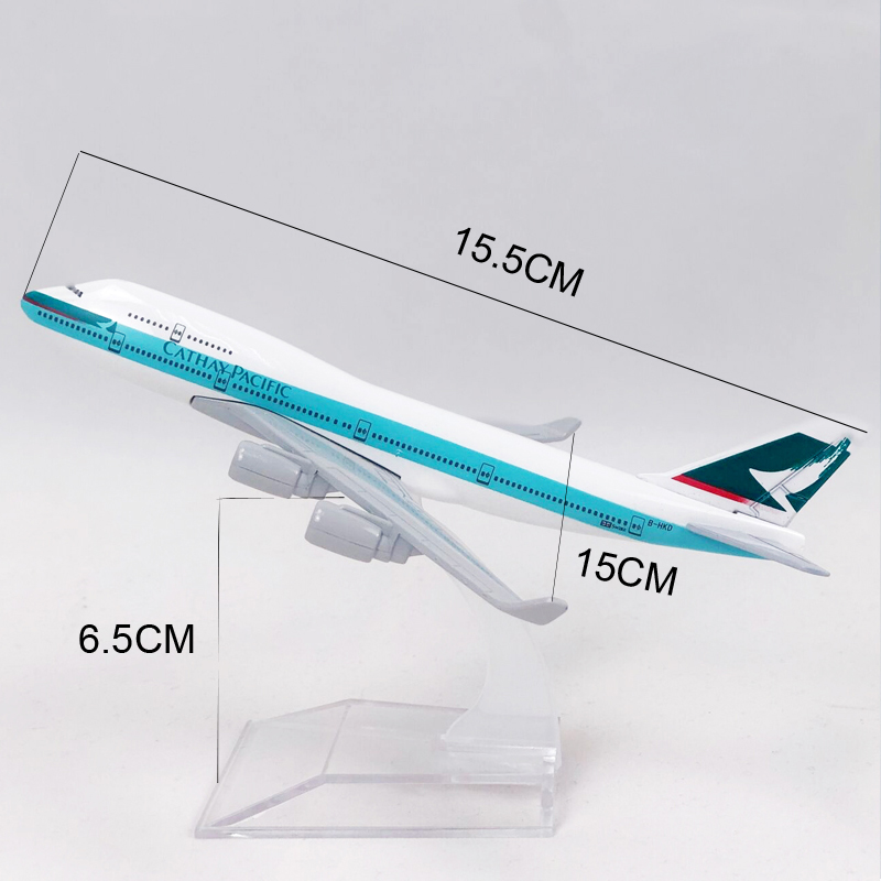 Cathay Pacific B747 Mainan Model Pesawat Terbang Hk Boeing 747 Bahan Metal Ukuran 16CM