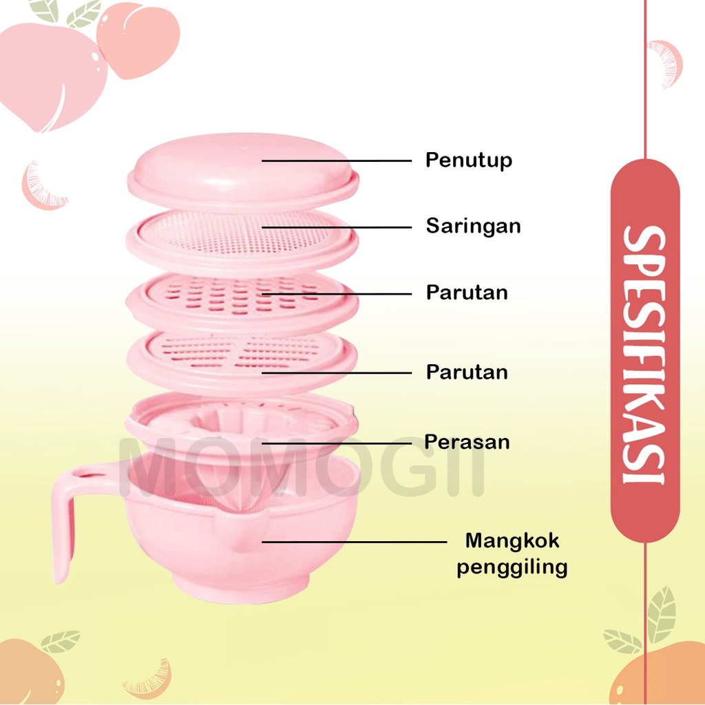 MOMOGII Food Masher Grinder Bowl Mangkok Penghalus Pelumat Pembuat Makanan MPASI Bayi Food Maker Grinding BPA FREE