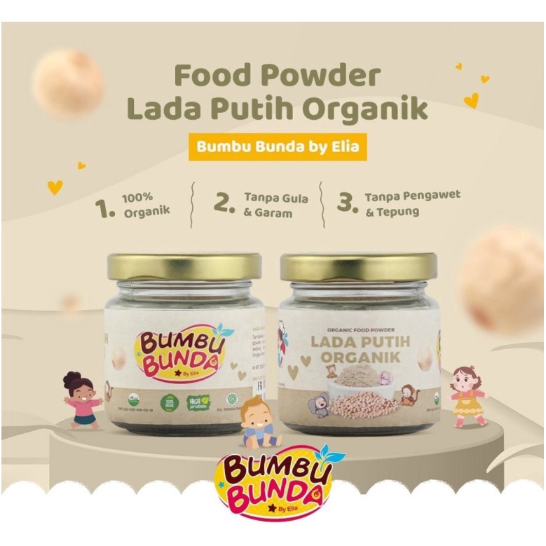 BUMBU BUNDA by Elia Organic Food Powder Mpasi Lengkuas Organik Kunyit Organik Lada Putih Organik Sereh Organik