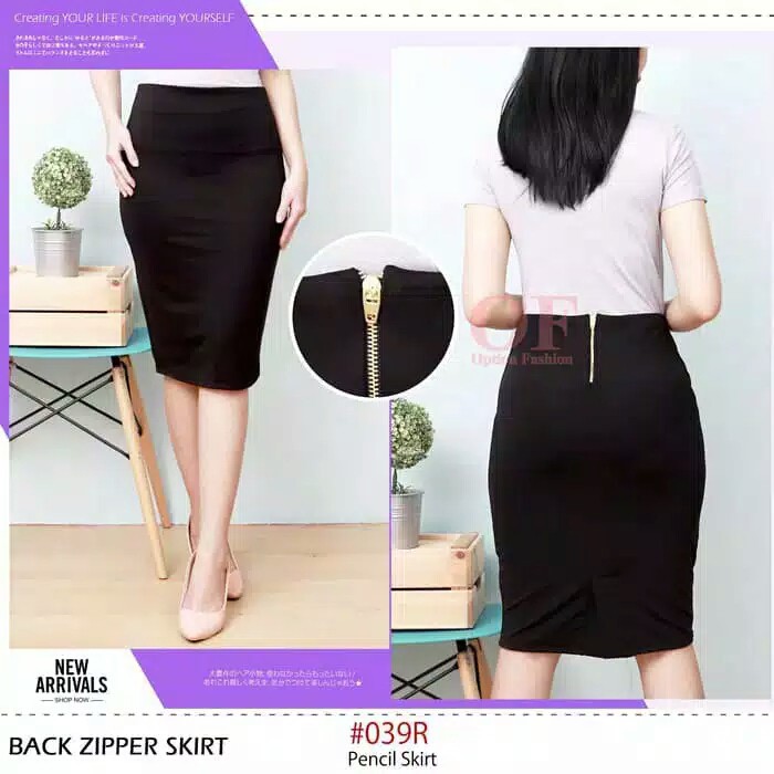 Rok Pencil Skirt / Pensil Skirt / Rok Pensil / Rok Midi Wanita/ Sleting (Zipper)