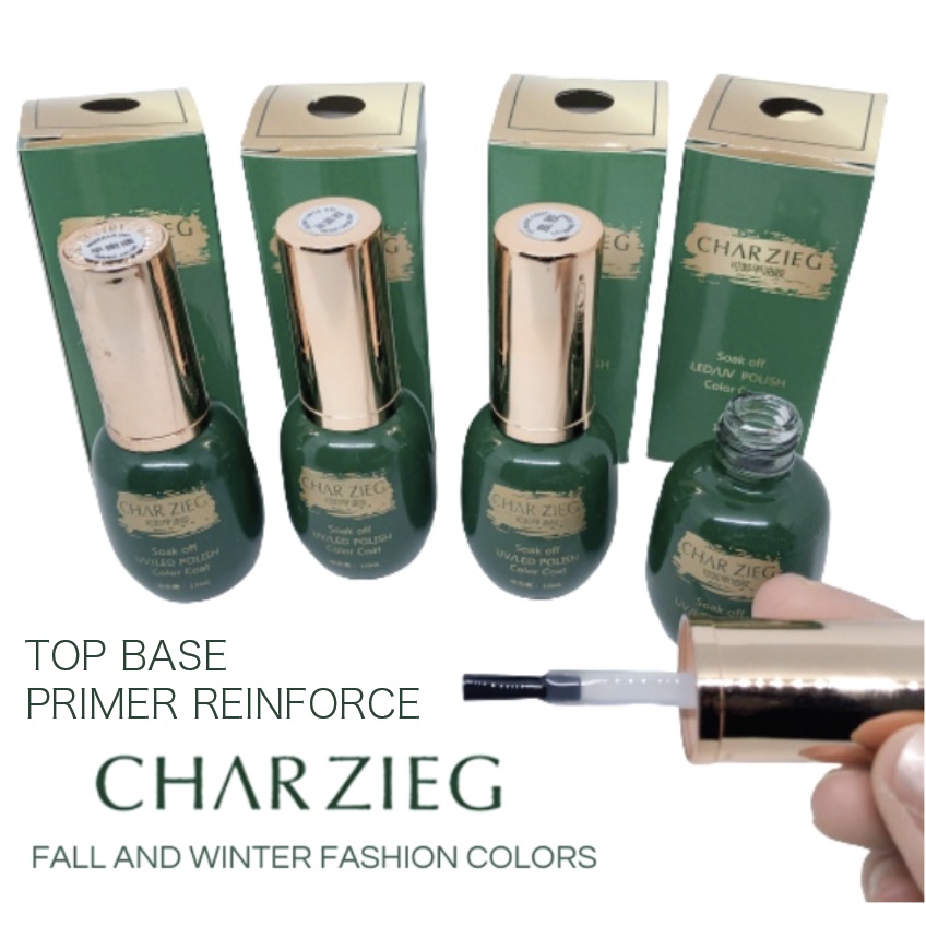 CHARZIEG Primer Reinforce Gel Base &amp; Top Coat Perawatan Kuku 15 ml KU007