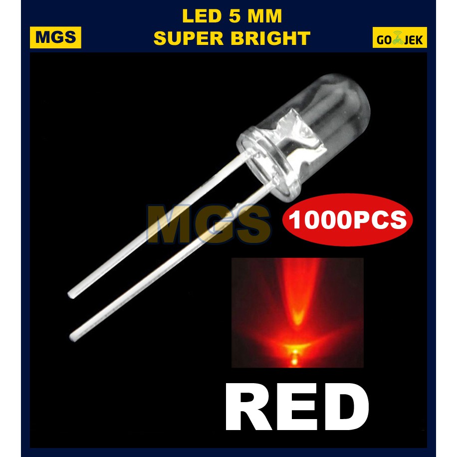 1000Pcs LED 5mm Super Bright P-Merah