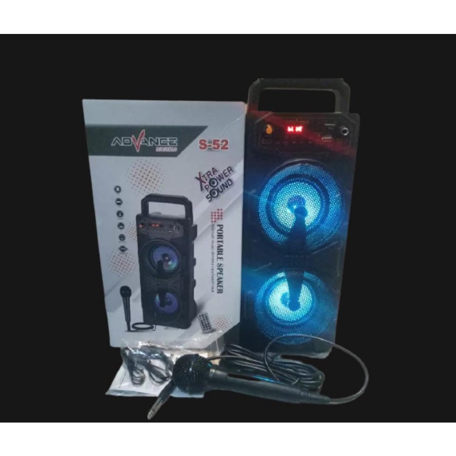 Promo Terbaru!!! Speaker Bluetooth Karaoke Portable Advance Dual 4 Inch S-52 Gratis MIC Dan Remot super bass