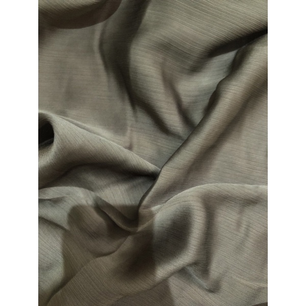 Premium Silk Shawl Laser cut Eyelash/Rayya Silk / Pashmina Satin Premium / Textured Silk/ Malay Shawl/ Crinkle Silk Catalog Part 1-Ash Green