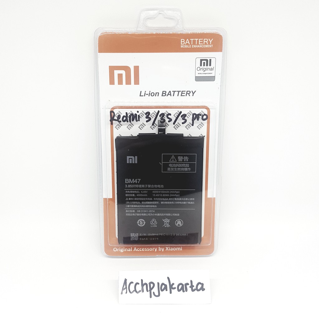 Baterai Batre XiaoMi Redmi 3 3S 3X 3 Pro Redmi 4X BM47 Original Battery Batrai Xiao Mi BM 47 Xiaumi