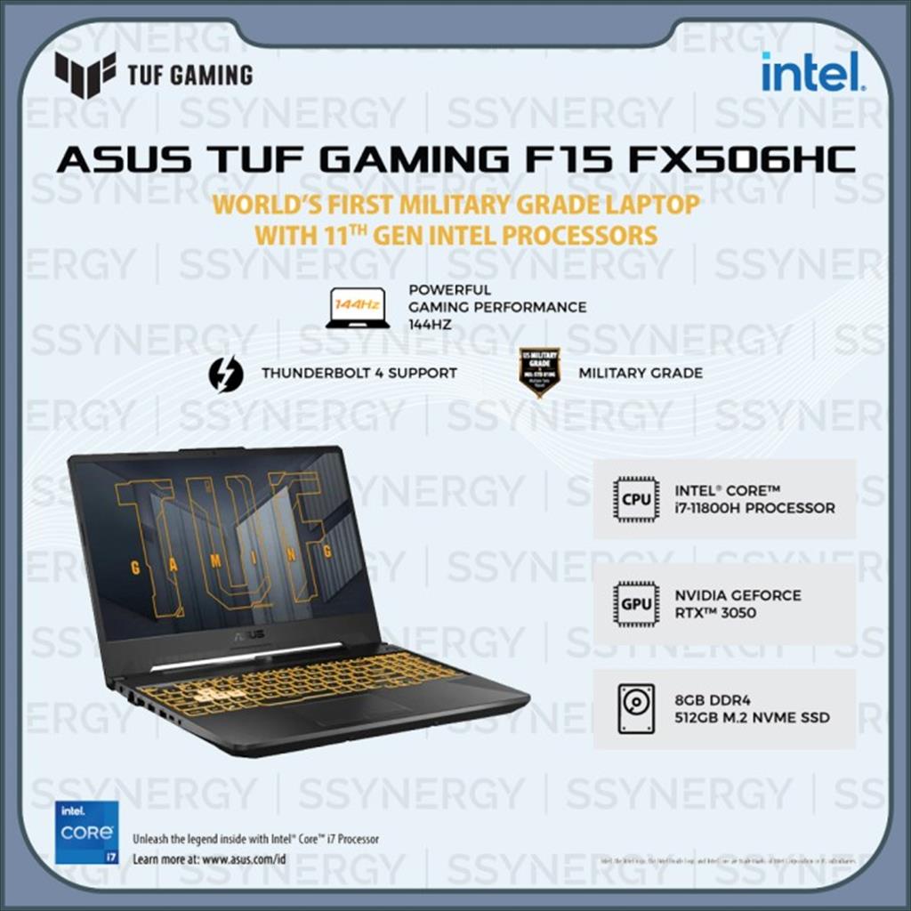 ASUS TUF F15 FX506HC-I735B6G-O i7-11800H RTX3050 8GB 512GB 144Hz W10