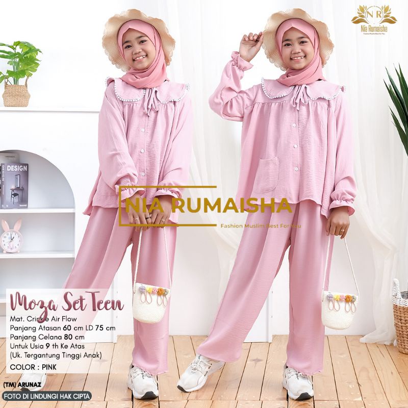 Setelan Anak #1 Motif Polsa / Falfa / Mia Rainbow / Gaida / Granada / Grenty / Shafa / Nagita / Metta / JK / Leopard / Khaula / Joela / Jihan / Jannah / Rasya / Rose / Jofa / Rinaya / Jannati / Ulfa / Moza Original Nia Rumaisha-Moza pink