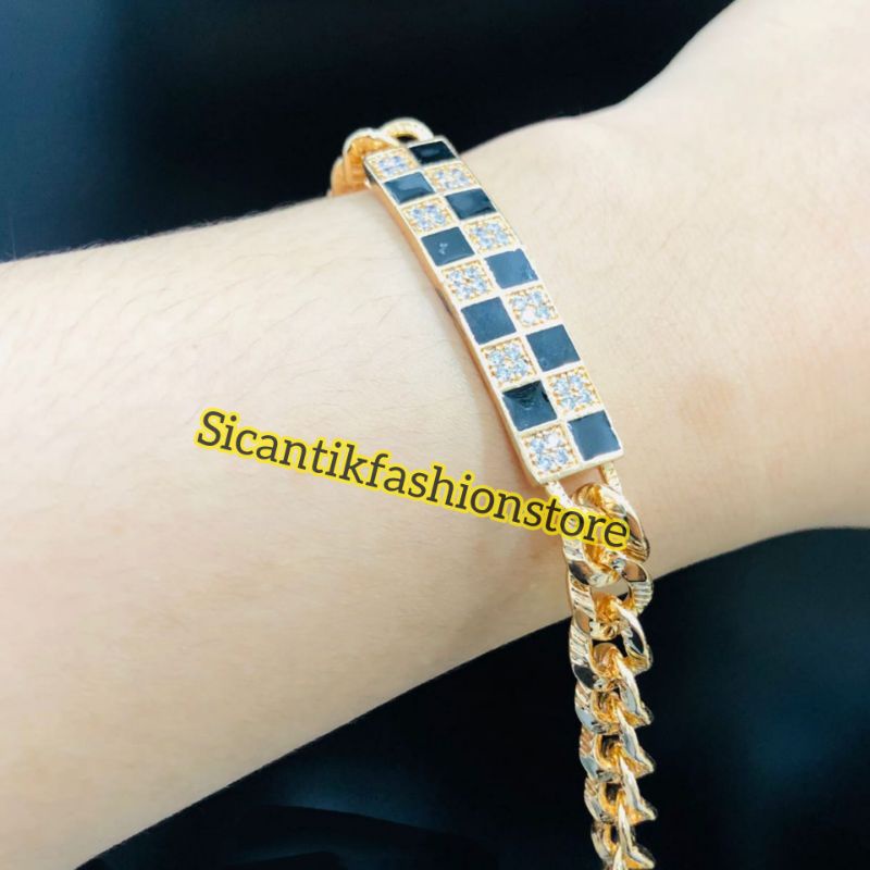 Gelang Titanium Wanita Gold Terbaru Perhiasan Wanita Kekinian Mewah Elegan Terlaris Anti Karat Imut