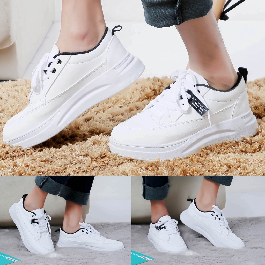 Sepatu Wanita Sneakers Sport Boyscode Hyunbin Putih / Sepatu Kets Wanita / Sepatu Running Wanita Terbaru