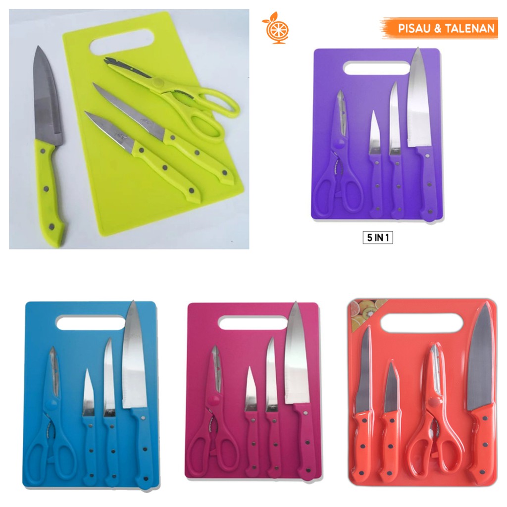 [BISA COD] Set Pisau Dapur Full Set 5 IN 1 Harga Termurah Import Pisau Dapur Anti Karat BEST SELLER