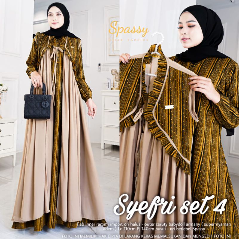 [[ BISA COD ]] TIDAK ORI UANG KEMBALI - ORI BERLABEL SPASSY - SYEFRI 4 SET| GAMIS SPASSY ORI