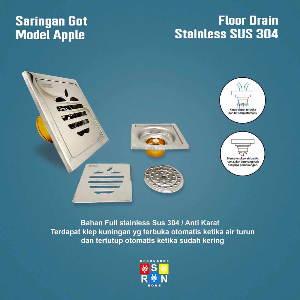 Saringan Got Model Apple Full Stainless SUS 304 Tebal Resonance Home