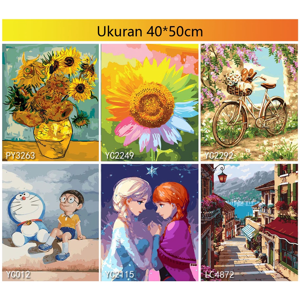 CANVAS PAINT BY NUMBER KIT 40x50CM LUKISAN DIGITAL OIL PAINTING DIY PAKET MELUKIS