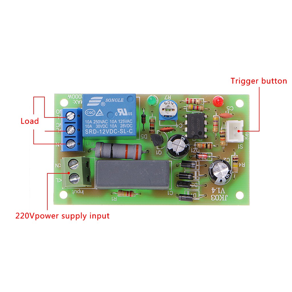 AC 220V Trigger Delay Switch Turn On Off Board Timer Relay Module PLC Adjustable